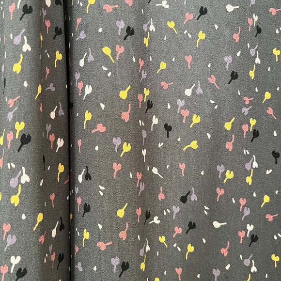 I Heart Ronson Confetti Tulip Print Long Sleeve Black Collar Grey Dress L - Picture 9 of 11